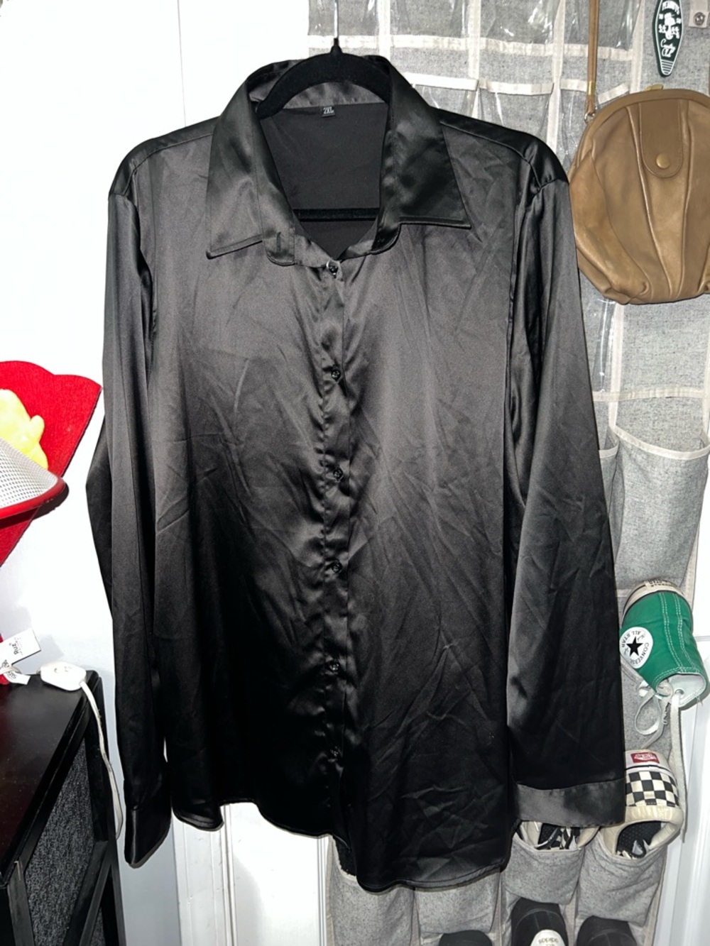 Black Satin Dress Shirt